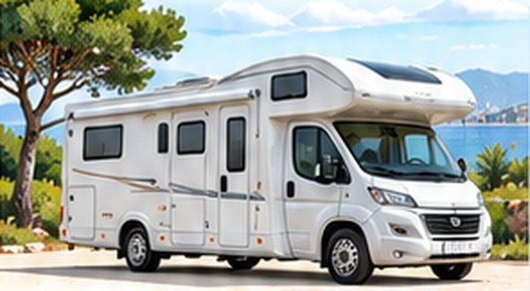 Camping-car garé en bord de mer