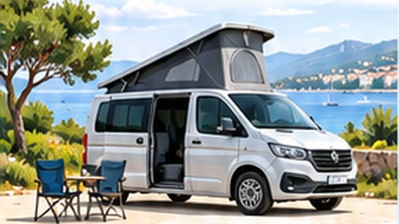Van aménagé avec chaises de camping